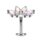 Threadless Labret Bar Banana Silver Fan Silver with Four Multicolor Crystals