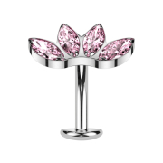 Threadless Labret Bar Banana Silver Fan Silver with Four...