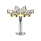 Threadless labret bar banana silver fan gold-plated with four crystals silver