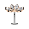 Threadless Labret Bar Banana Silver Fan Rose Gold with Four Silver Crystals