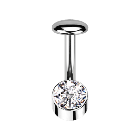 Threadless Labret-Stab Banane silber Zylinder silber Kristall silber