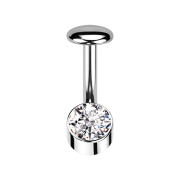 Threadless Labret Bar Banana Silver Cylinder Silver...