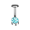 Threadless Labret Bar Banana Silver Cylinder Silver Crystal Aqua