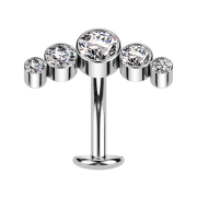 Threadless Labret-Stab Banane silber fünf Kristalle...