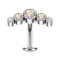 Tige labret sans filetage Banane argent cinq cristaux multicolores