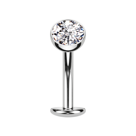 Tige labret sans filetage Banane argent Boule cristal argent