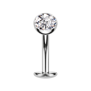 Tige labret sans filetage Banane argent Boule cristal argent
