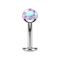 Tige labret sans filetage Banane argent Boule cristal multicolore
