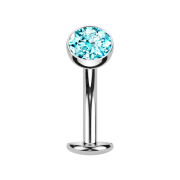 Tige labret sans filetage Banane argent Boule cristal aqua