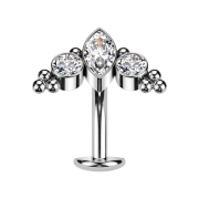 Threadless Labret-Stab Banane silber Ovaler Kristall...