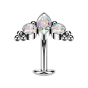 Tige labret sans filetage Banane argent Cristal ovale...