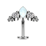 Tige labret sans filetage Banane argent Ovale opale...