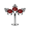Threadless labret bar banana silver triangle balls three crystals red