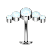 Threadless Labret Bar Banana Silver Five Opals White