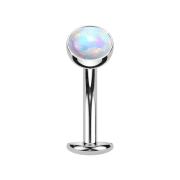 Threadless Labret-Stab Banane silber Halbkugel Opal pink