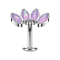 Tige labret sans filetage Banane argent Éventail avec quatre opales violettes