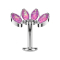 Threadless labret bar banana silver fan with four pink opals