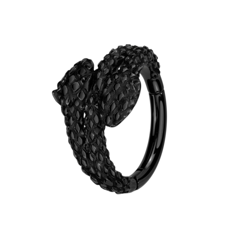 Anello a micro segmenti con cerniera nera a doppia testa di serpente