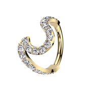 Micro segment ring hinged gold-plated wave with crystals