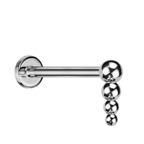 Micro labret à vis interne argenté boules en forme de goutte
