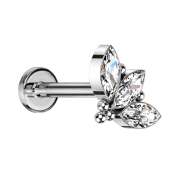 Micro Labret Internal Thread Silver Five Balls Three Oval...