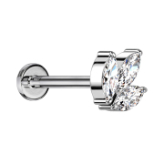 Micro Labret sans filetage argenté trois cristaux...