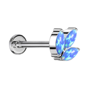 Micro Threadless Labret argento tre opali ovali blu
