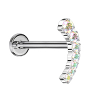 Micro Threadless Labret silver curved seven descending...