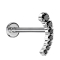 Micro Threadless Labret silber gebogen sieben absteigende Kristalle schwarz