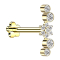 Micro Labret senza filettatura Fiore placcato oro Fiore cristalli argento quattro cristalli
