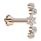 Micro Labret senza filettatura Fiore oro rosa Fiore cristalli argento quattro cristalli