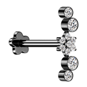 Micro Labret senza filettatura Fiore nero Fiore cristalli...