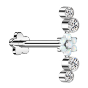 Micro Labret senza filettatura Fiore argento Fiore Opale...