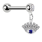 Micro Barbell argent avec boule et boule de cristal argent pendentif œil chanceux