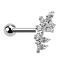 Micro barbell silver with ball vine with flower crystals silver