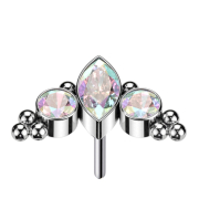 Threadless oval crystal multicolor and two crystals...