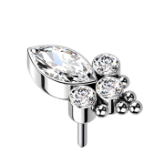 Cristal ovale argenté et trois cristaux...