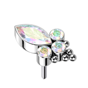 Oval multicolor crystal and three multicolor crystals