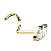 Clou doreille courbé plaqué or avec cristal...