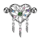 Barbell silver with two balls shield heart dreamcatcher with colored crystals