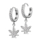 Orecchino pieghevole in argento cristalli ciondolo in argento foglia di canapa