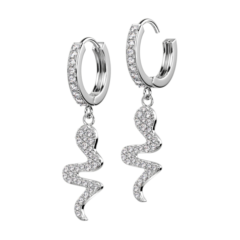 Ohrring zum Klappen silber Kristalle silber Anhänger Schlange