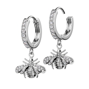 Folding earring silver crystals silver pendant bee