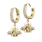 Folding earring gold-plated crystals silver pendant bee