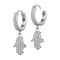 Hinged earring silver crystals silver pendant Hamsa