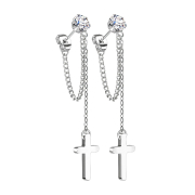 Boucles doreilles argent avec cristal rond argent...