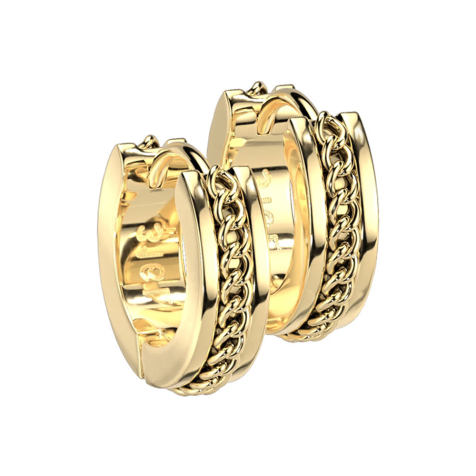 Ohrring zum Klappen vergoldet mittig mit Kette