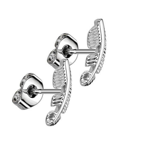 Threadless Ohrstecker silber Feder