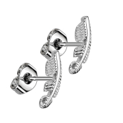 Threadless Ohrstecker silber Feder