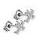 Threadless stud earrings, silver cross crystals, silver